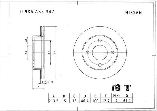 BOSCH 0 986 AB5 347 - Əyləc Diski furqanavto.az