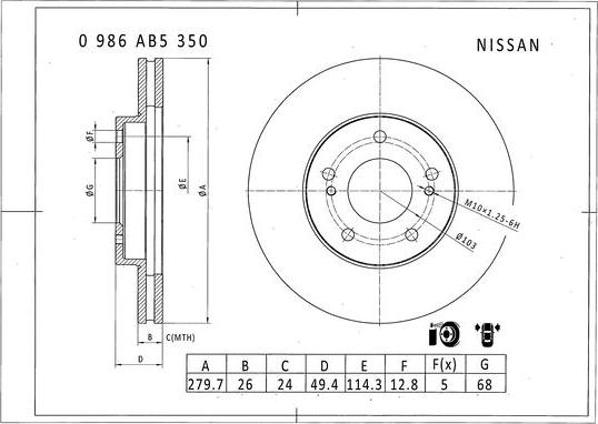 BOSCH 0 986 AB5 350 - Əyləc Diski furqanavto.az