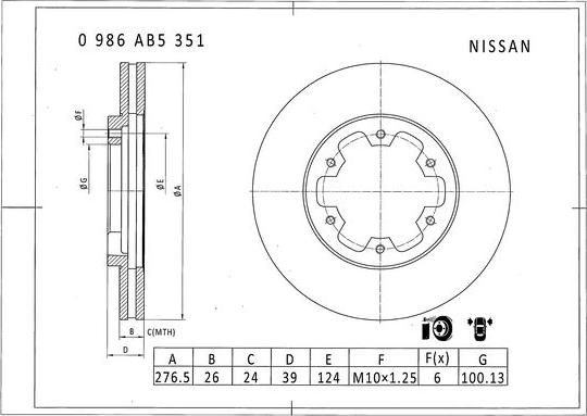 BOSCH 0 986 AB5 351 - Əyləc Diski furqanavto.az