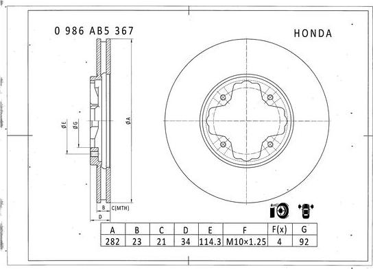 BOSCH 0 986 AB5 367 - Əyləc Diski furqanavto.az