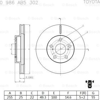 BOSCH 0 986 AB5 302 - Əyləc Diski furqanavto.az