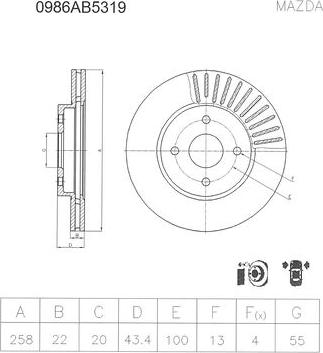 BOSCH 0 986 AB5 319 - Əyləc Diski furqanavto.az