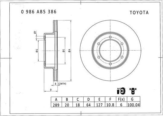 BOSCH 0 986 AB5 386 - Əyləc Diski furqanavto.az