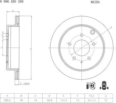 BOSCH 0 986 AB5 380 - Əyləc Diski furqanavto.az