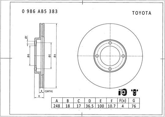 BOSCH 0 986 AB5 383 - Əyləc Diski www.furqanavto.az