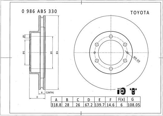 BOSCH 0 986 AB5 330 - Əyləc Diski furqanavto.az