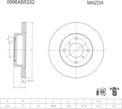 BOSCH 0 986 AB5 332 - Əyləc Diski furqanavto.az