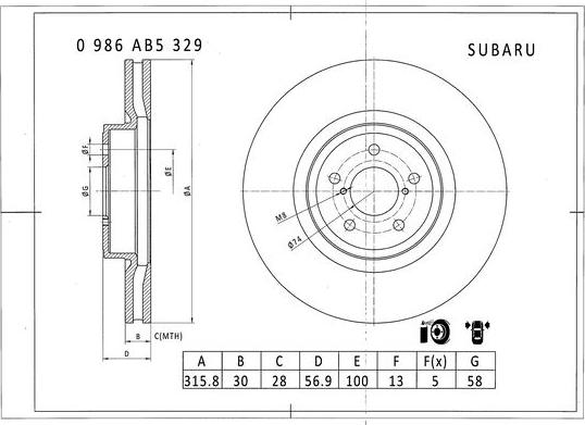 BOSCH 0 986 AB5 329 - Əyləc Diski furqanavto.az