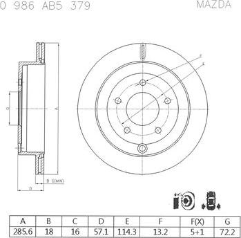 BOSCH 0 986 AB5 379 - Əyləc Diski furqanavto.az