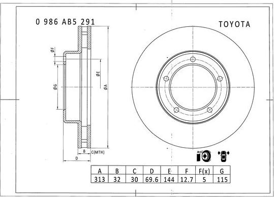 BOSCH 0 986 AB5 291 - Əyləc Diski furqanavto.az