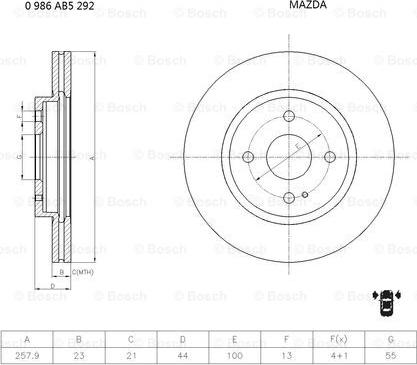 BOSCH 0 986 AB5 292 - Əyləc Diski furqanavto.az