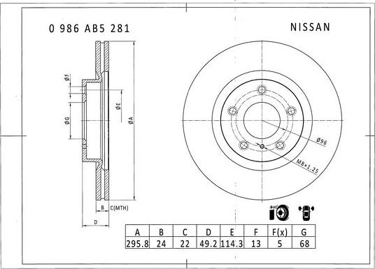 BOSCH 0 986 AB5 281 - Əyləc Diski furqanavto.az