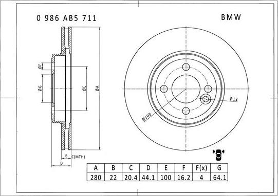 BOSCH 0 986 AB5 711 - Əyləc Diski furqanavto.az