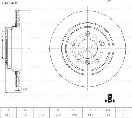 BOSCH 0 986 AB6 567 - Əyləc Diski furqanavto.az