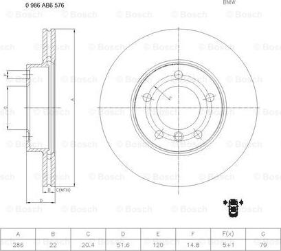 BOSCH 0 986 AB6 576 - Əyləc Diski furqanavto.az