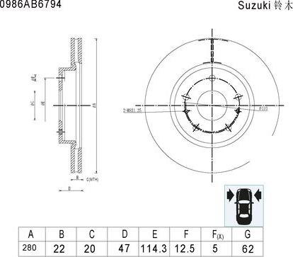 BOSCH 0 986 AB6 794 - Əyləc Diski furqanavto.az