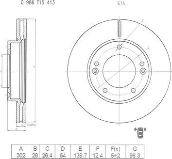 BOSCH 0 986 T15 413 - Əyləc Diski furqanavto.az