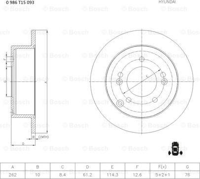 BOSCH 0 986 T15 093 - Əyləc Diski furqanavto.az