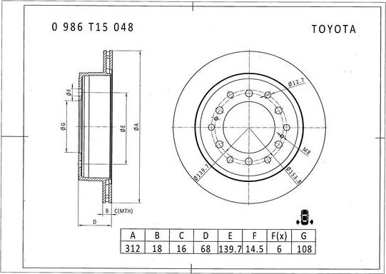 BOSCH 0 986 T15 048 - Əyləc Diski furqanavto.az