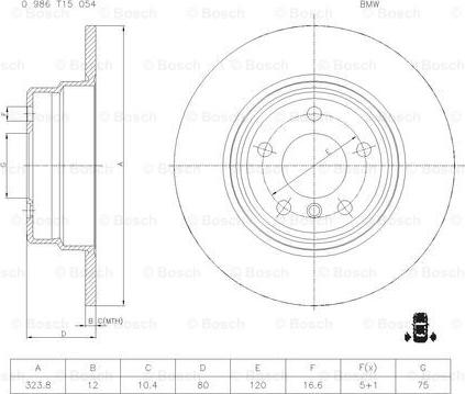 BOSCH 0 986 T15 054 - Əyləc Diski furqanavto.az