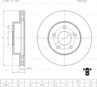 BOSCH 0 986 T15 056 - Əyləc Diski furqanavto.az