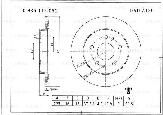 BOSCH 0 986 T15 051 - Əyləc Diski furqanavto.az