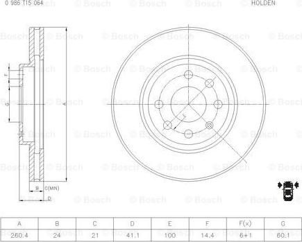 BOSCH 0 986 T15 064 - Əyləc Diski furqanavto.az