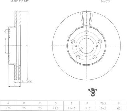 BOSCH 0 986 T15 087 - Əyləc Diski furqanavto.az