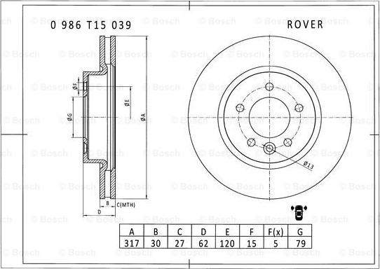 BOSCH 0 986 T15 039 - Əyləc Diski furqanavto.az