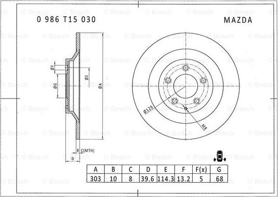 BOSCH 0 986 T15 030 - Əyləc Diski furqanavto.az