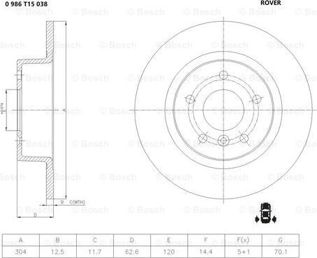 BOSCH 0 986 T15 038 - Əyləc Diski furqanavto.az