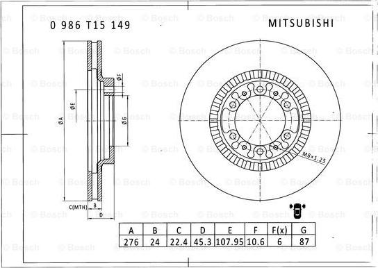 BOSCH 0 986 T15 149 - Əyləc Diski furqanavto.az