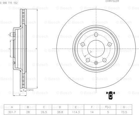 BOSCH 0 986 T15 152 - Əyləc Diski furqanavto.az