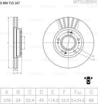 BOSCH 0 986 T15 167 - Əyləc Diski furqanavto.az