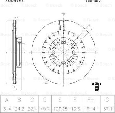 BOSCH 0 986 T15 118 - Əyləc Diski furqanavto.az