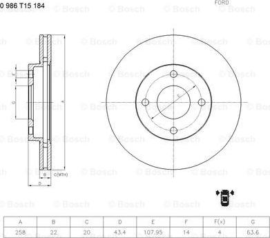 BOSCH 0 986 T15 184 - Əyləc Diski furqanavto.az