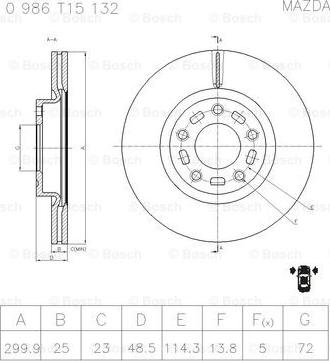 BOSCH 0 986 T15 132 - Əyləc Diski furqanavto.az