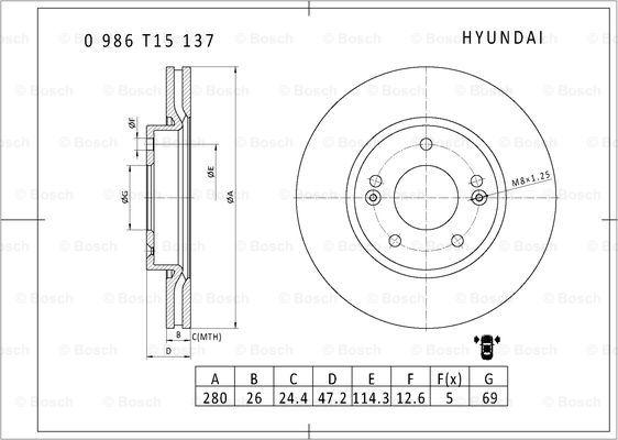 BOSCH 0 986 T15 137 - Əyləc Diski furqanavto.az