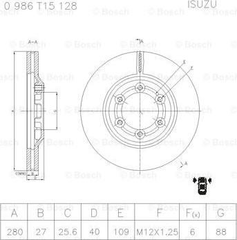 BOSCH 0 986 T15 128 - Əyləc Diski furqanavto.az