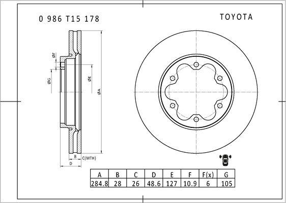 BOSCH 0 986 T15 178 - Əyləc Diski furqanavto.az