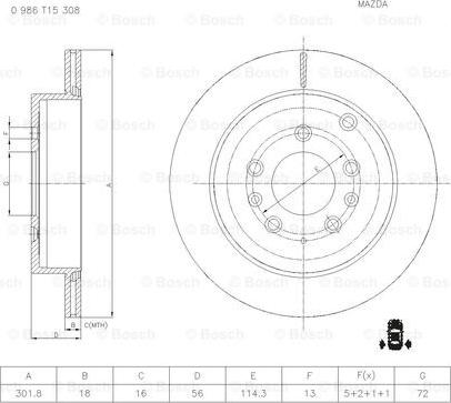 BOSCH 0 986 T15 308 - Əyləc Diski furqanavto.az