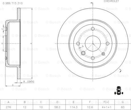 BOSCH 0 986 T15 310 - Əyləc Diski furqanavto.az