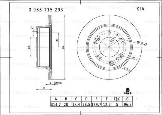 BOSCH 0 986 T15 293 - Əyləc Diski furqanavto.az