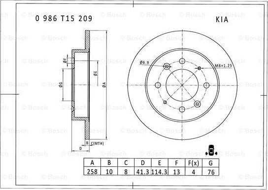 BOSCH 0 986 T15 209 - Əyləc Diski furqanavto.az