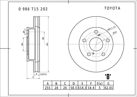 BOSCH 0 986 T15 202 - Əyləc Diski furqanavto.az