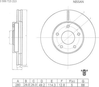 BOSCH 0 986 T15 213 - Əyləc Diski furqanavto.az