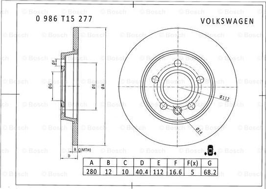 BOSCH 0 986 T15 277 - Əyləc Diski furqanavto.az