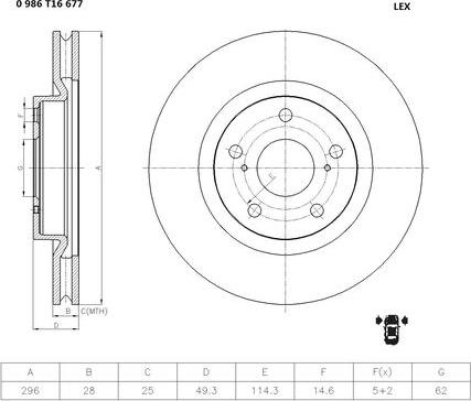 BOSCH 0 986 T16 677 - Əyləc Diski furqanavto.az