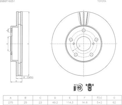 BOSCH 0 986 T16 051 - Əyləc Diski furqanavto.az