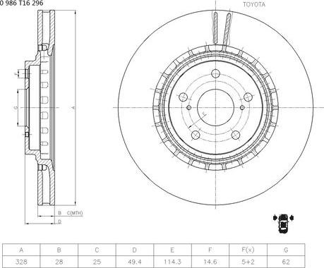 BOSCH 0 986 T16 296 - Əyləc Diski furqanavto.az